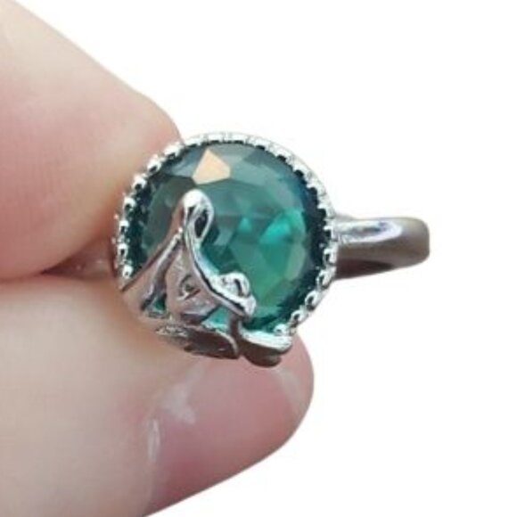 Green and Silver Mermaid Ring, Sz 9 - Picture 1 of 9